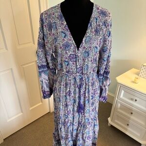 Few Moda Blue+Purple Floral Maxi Dress, Size S